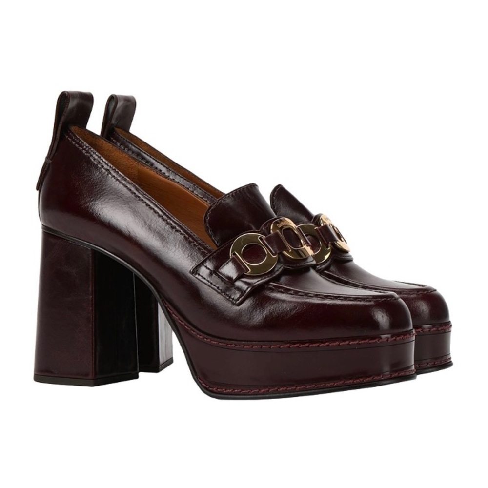 See by Chloé Burgundy Platform Loafers - Pristine Condition!